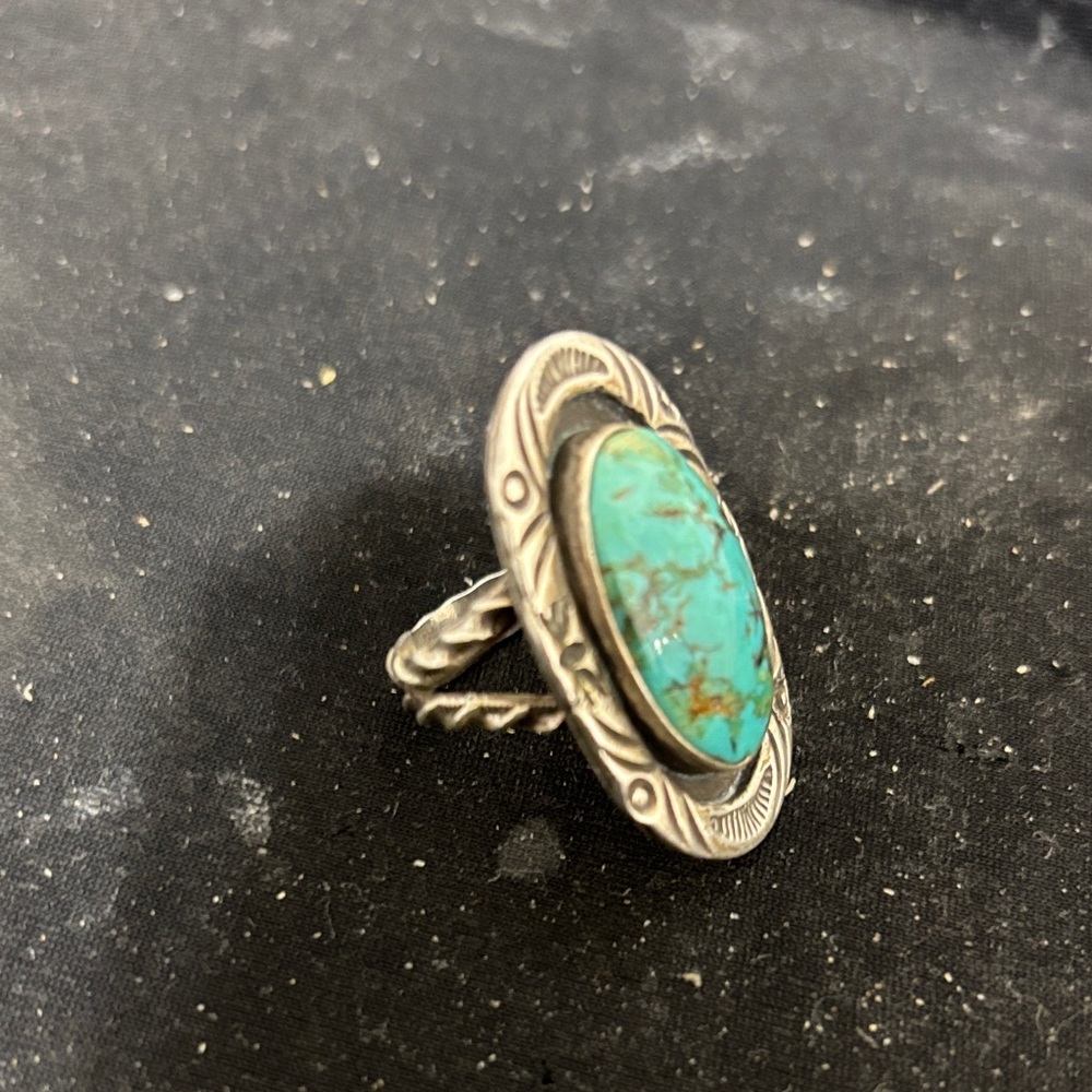 Turquoise Signed Native American Ring - image 5